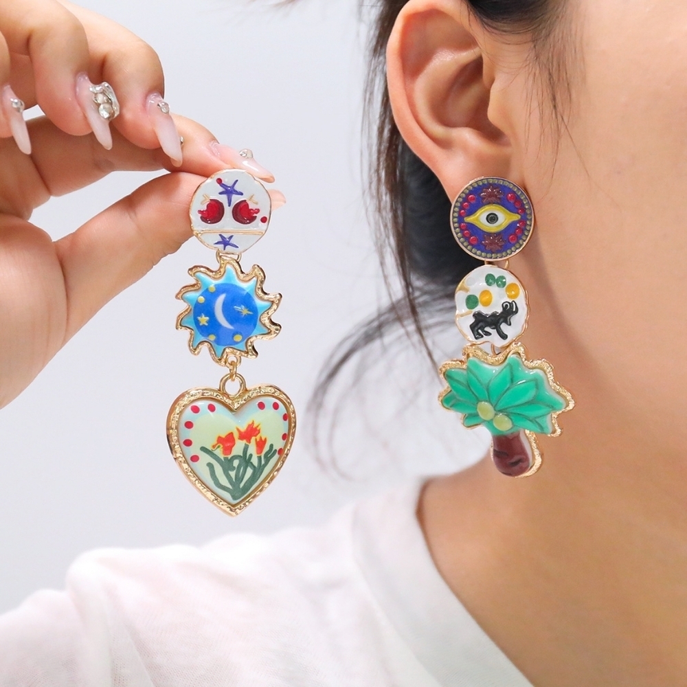 🆕️ Zara Multicolor Enamel Charm Earrings NWOT